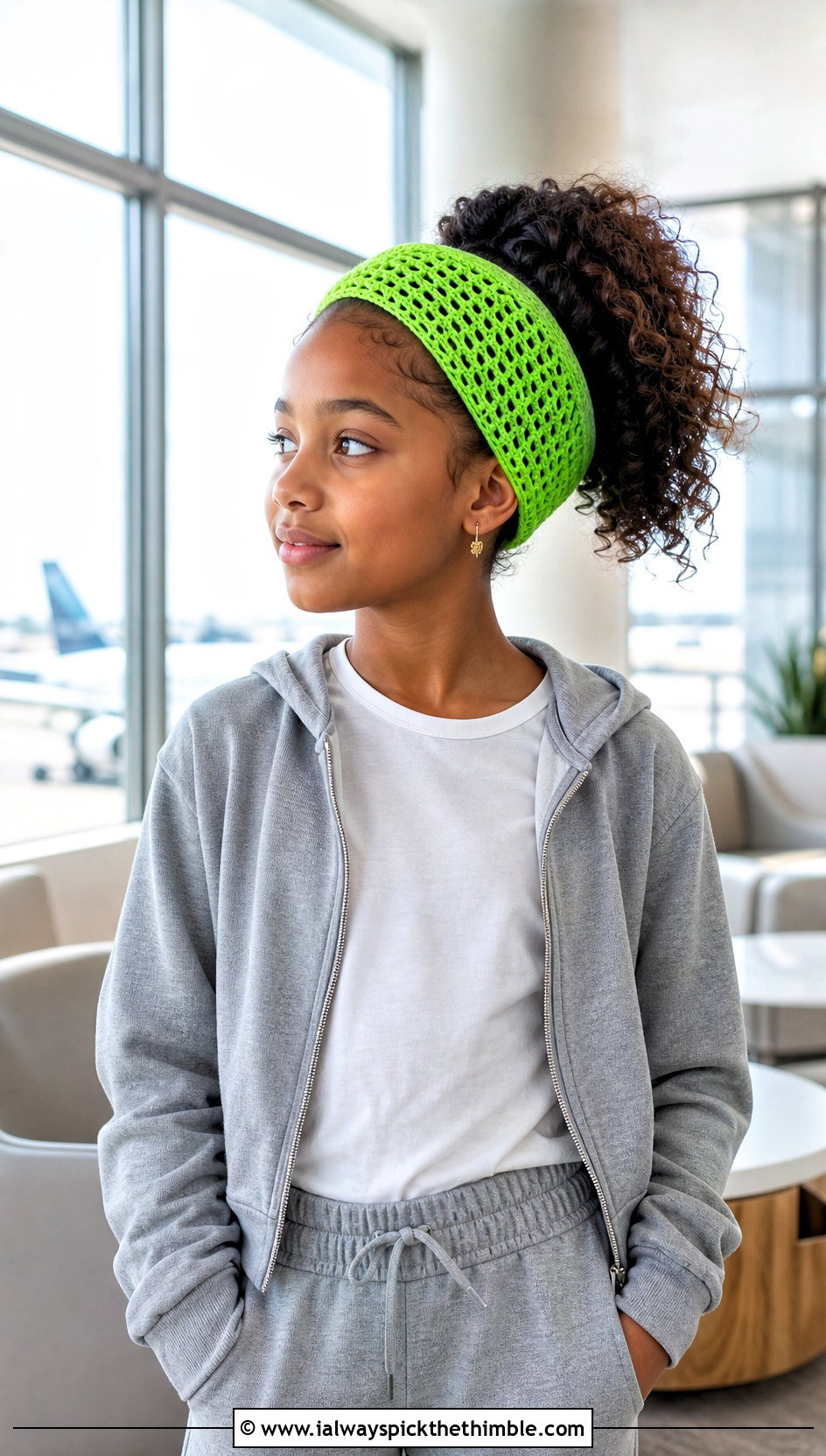 Wide Crochet Childs Head Wrap With Tracksuit - 20 Crochet Childs Headband outfit ideas