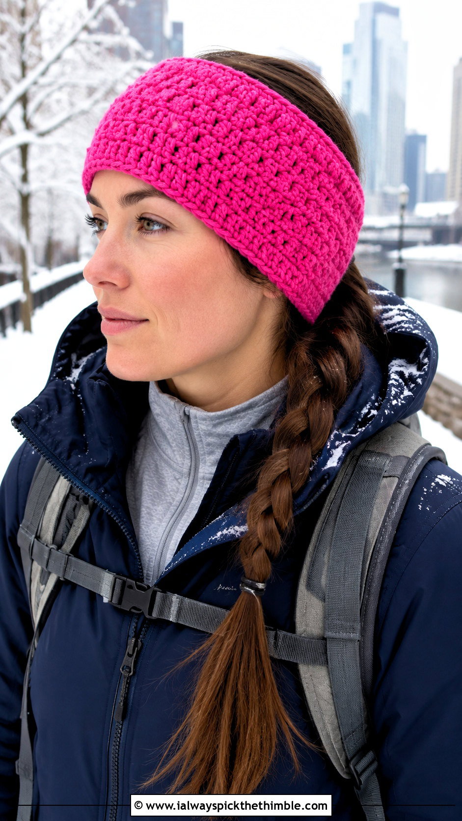 Wide Crochet Ear Warmer With Parka - 25 crochet winter headband outfit ideas