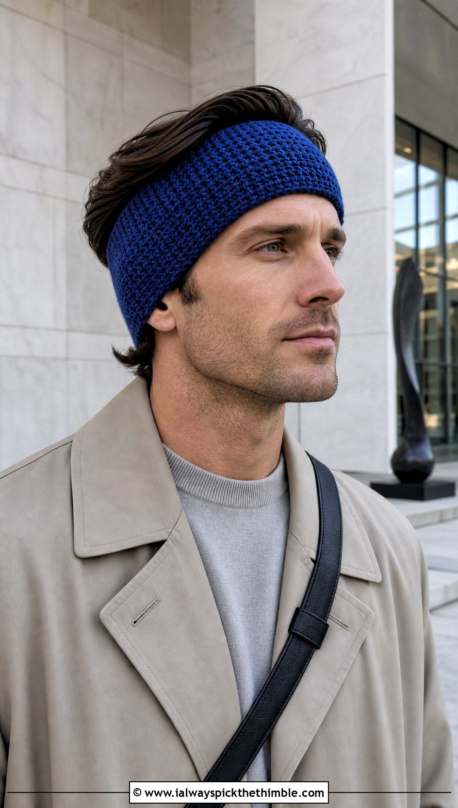 Wide Crochet Headband With Trench Coat - 15 Crochet Headband For Men outfit ideas