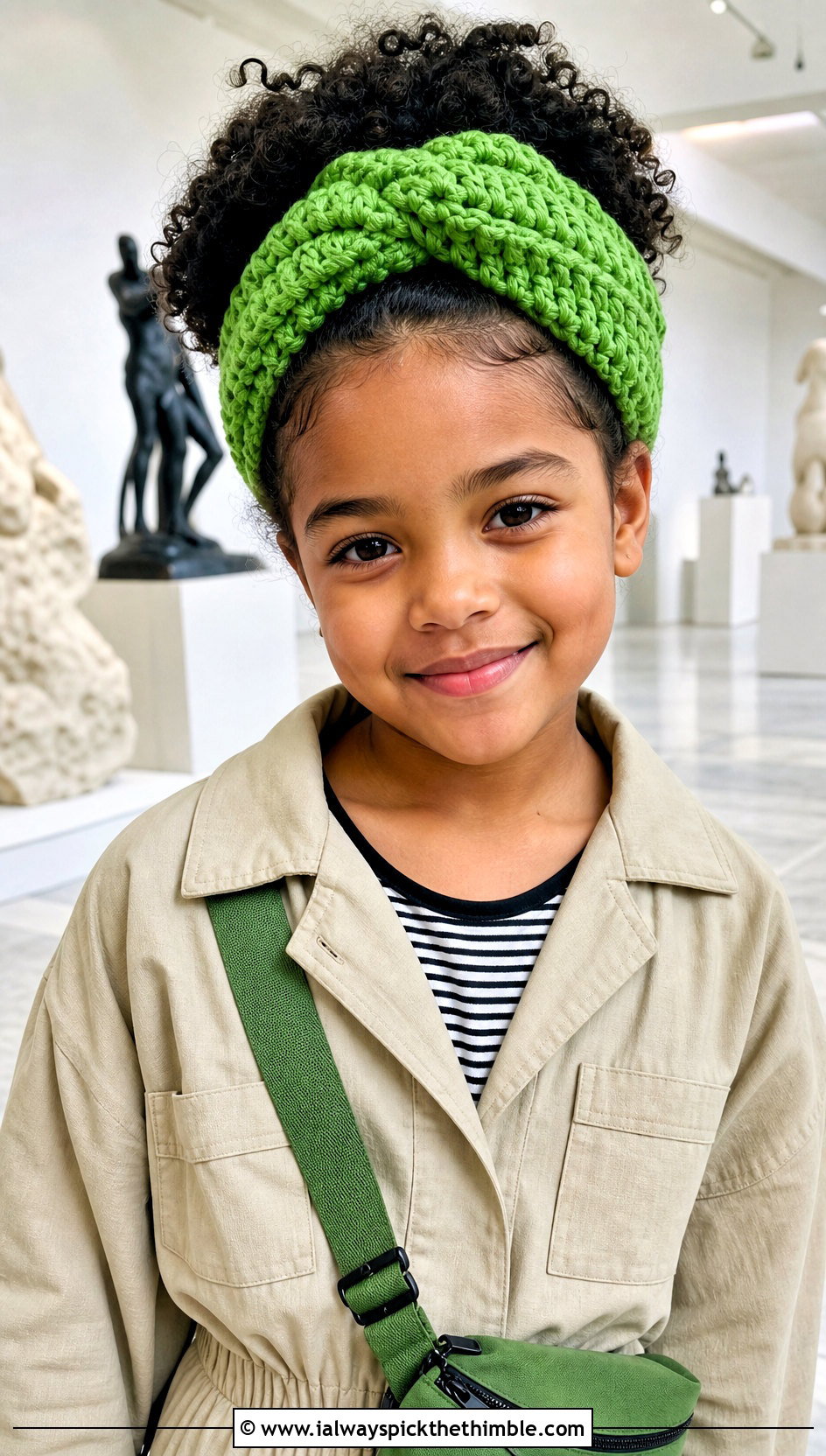 Wide Crochet Headwrap With Utility Jumpsuit - 15 Childrens Crochet Headband outfit ideas