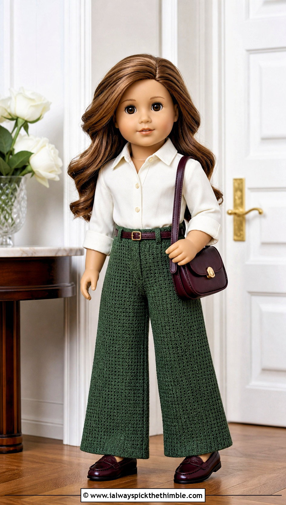 Wide Leg Crochet Doll Pants With Button Down Shirt - 25 crochet doll pants outfit ideas