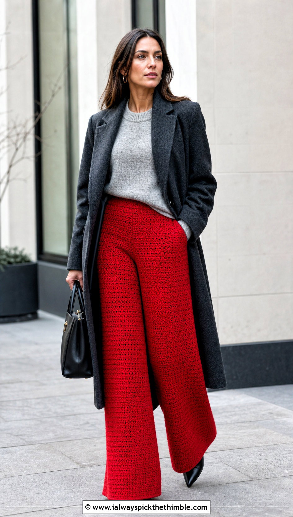 Wide Leg Crochet Pants With Cashmere Sweater - 20 Winter Crochet Clothes and outfit ideas