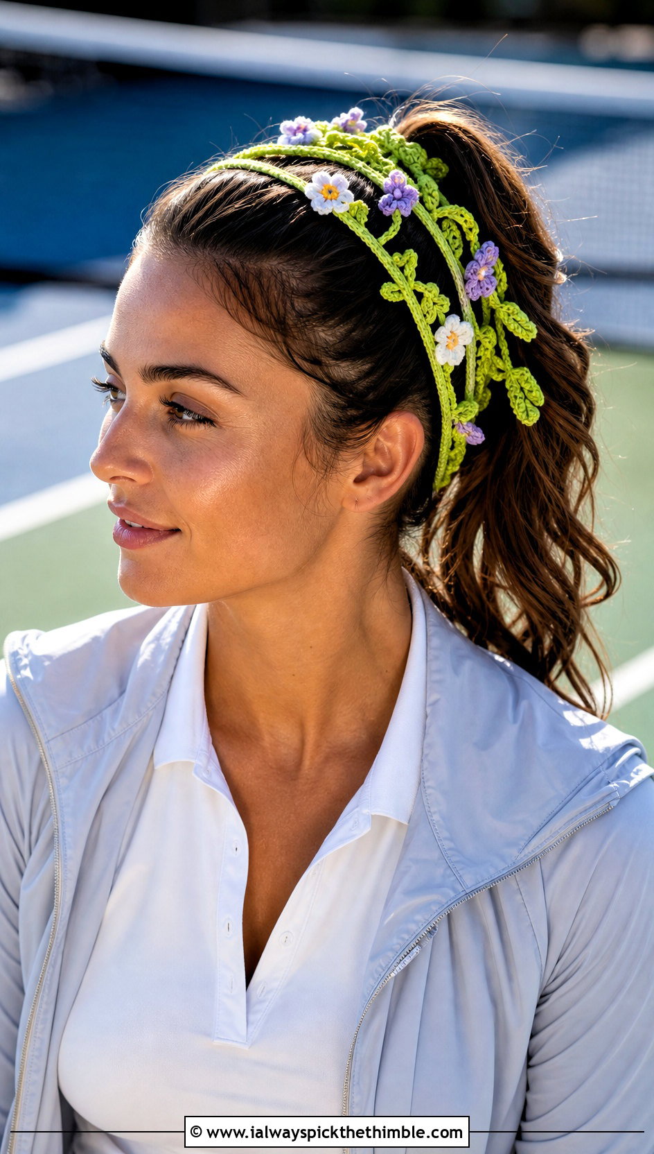 Wildflower Vine Crochet Headband Set With Tennis Outfit - 15 crochet flower and headband set outfit ideas