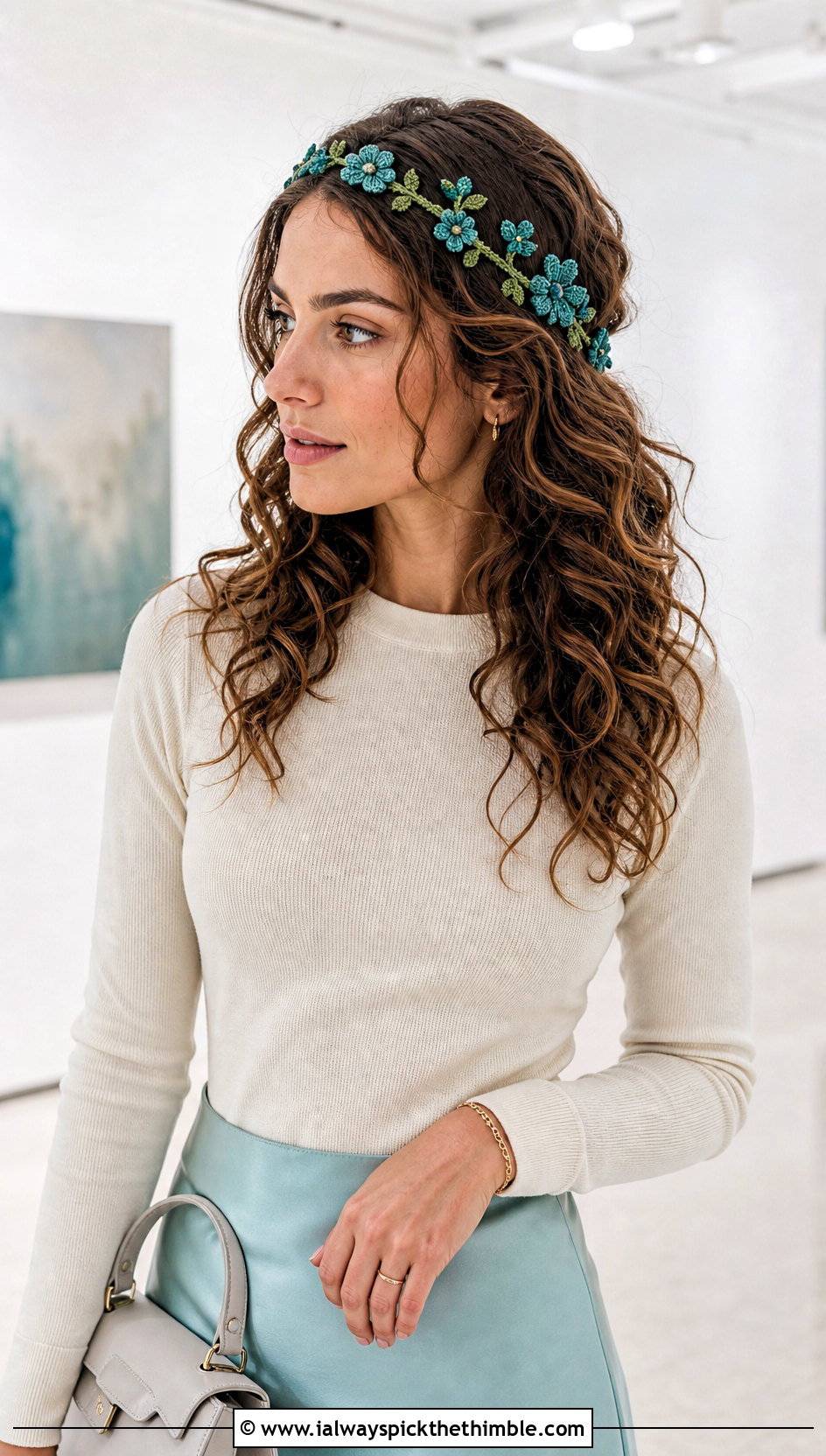 Wildflower Vine Crochet Headband With Satin Skirt - 15 crochet headband with flower decoration outfit ideas