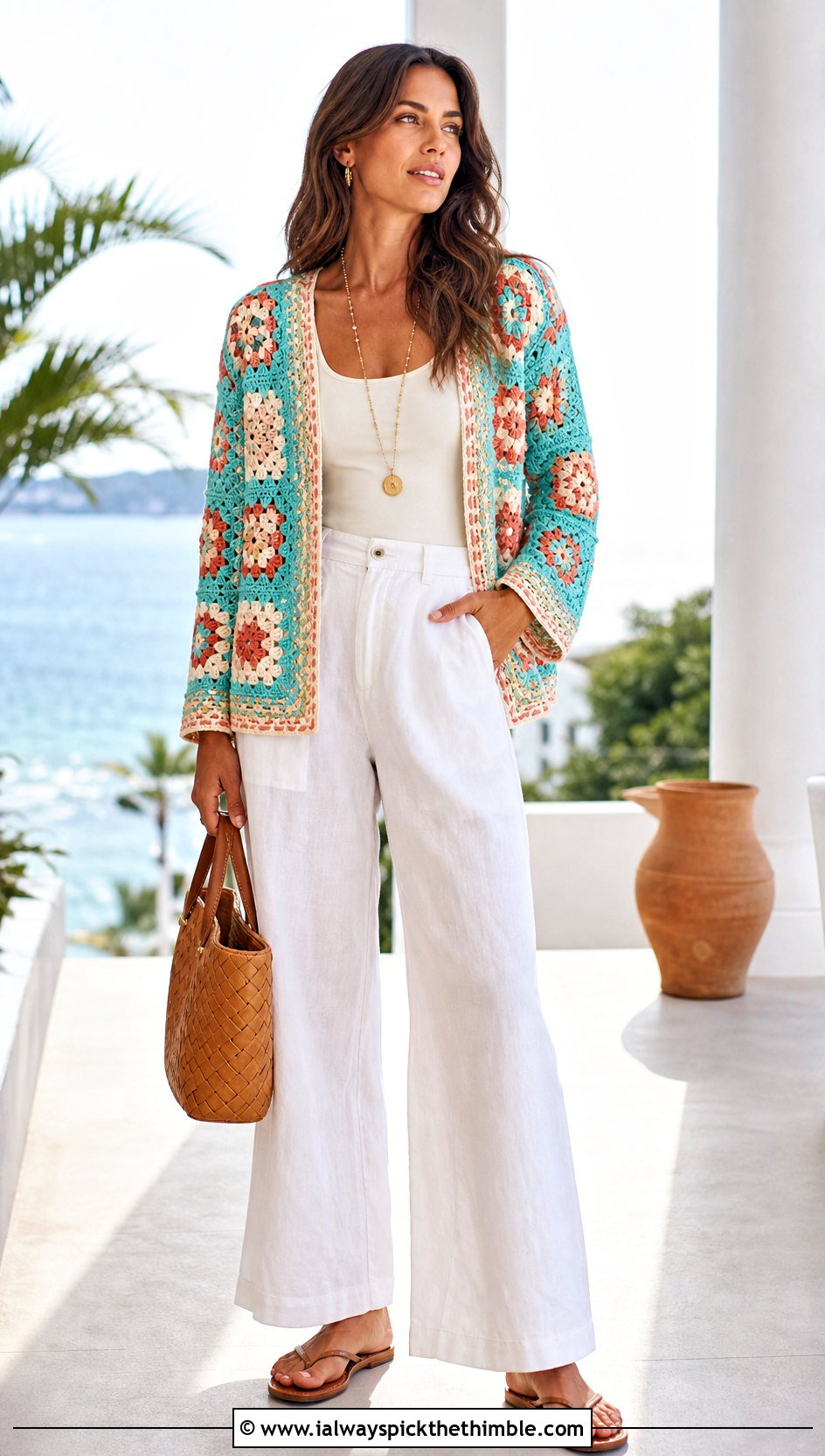 Willow Granny Square Cardigan With Linen Pants - 25 Willow Granny Square Cardigan outfit ideas