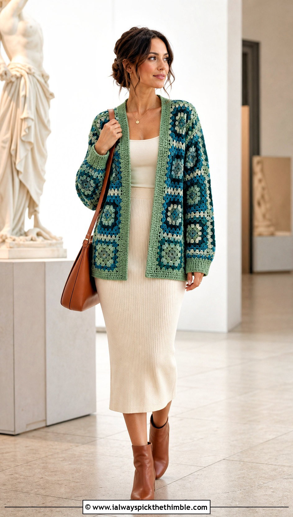 Willow Granny Square Cardigan With Ribbed Midi Skirt - 25 Willow Granny Square Cardigan outfit ideas