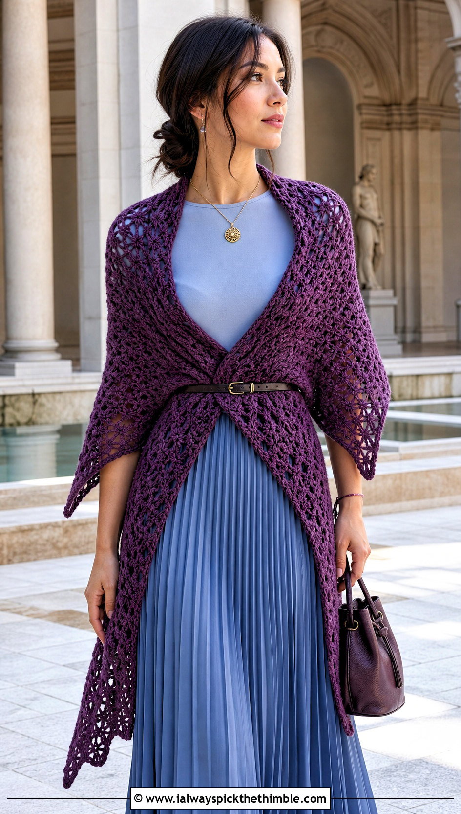Winged Star Crochet Shawl With Midi Skirt - 20 star crochet shawl outfit ideas