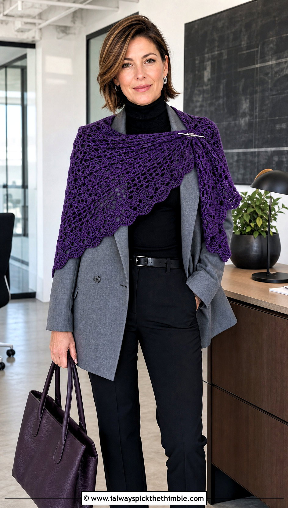 Witchy Asymmetrical Crochet Shawl With Blazer - 20 Witchy Crochet Shawl outfit ideas