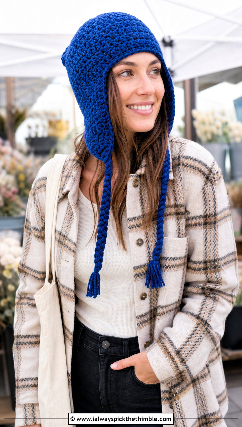 Wool Ease Crochet Earflap Beanie With Shacket - 20 Wool Ease Crochet Hat outfit ideas