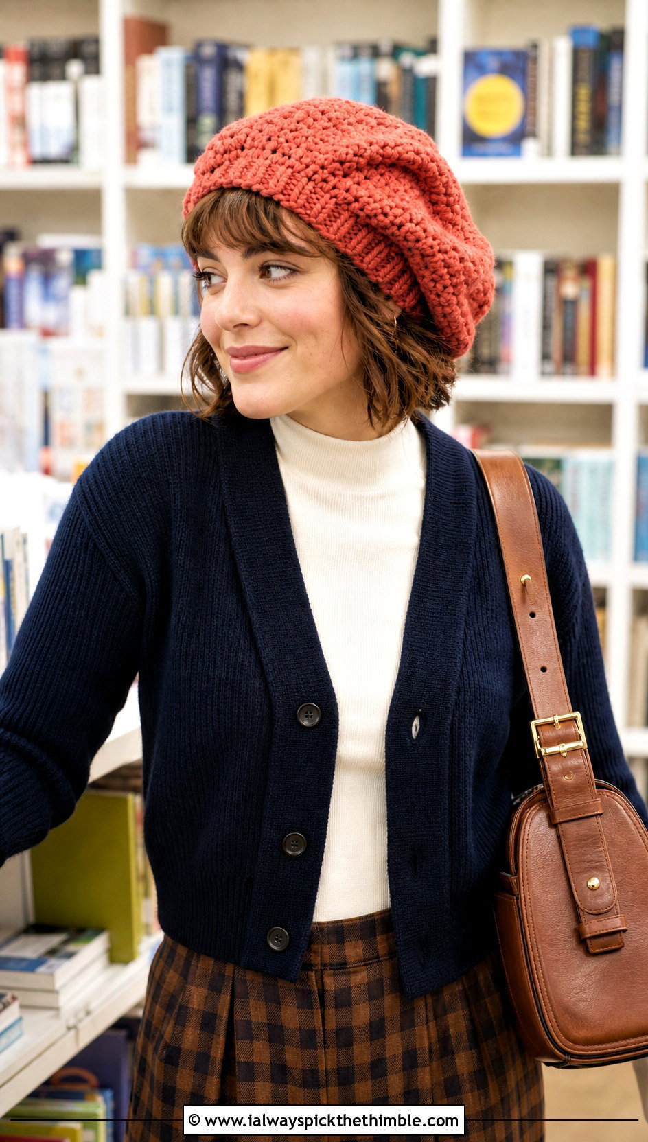 Wool Ease Crochet Tam With Plaid Trousers - 20 Wool Ease Crochet Hat outfit ideas