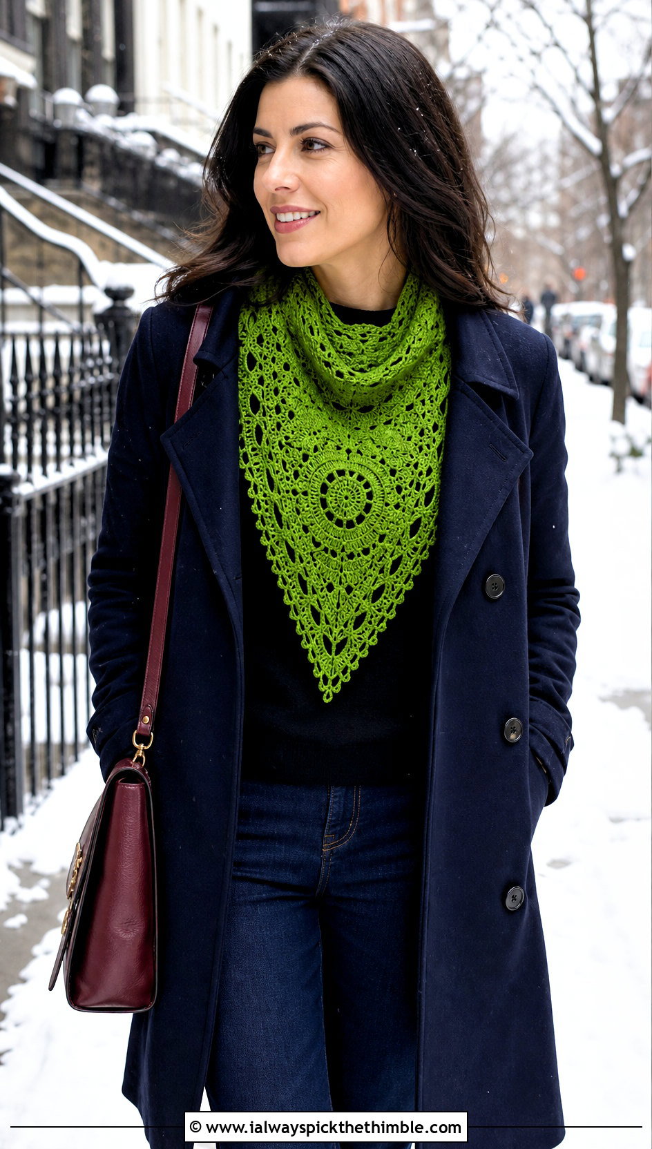Wool Virus Shawl With Peacoat And Ankle Boots - 15 crochet virus shawls outfit ideas