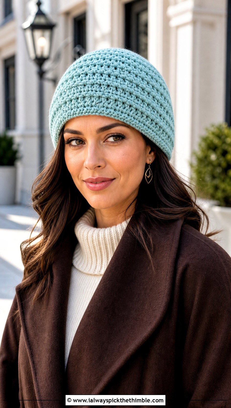 Worsted Weight Alpine Stitch Beanie With Sweater Dress - 20 Worsted Weight Crochet Beanie outfit ideas