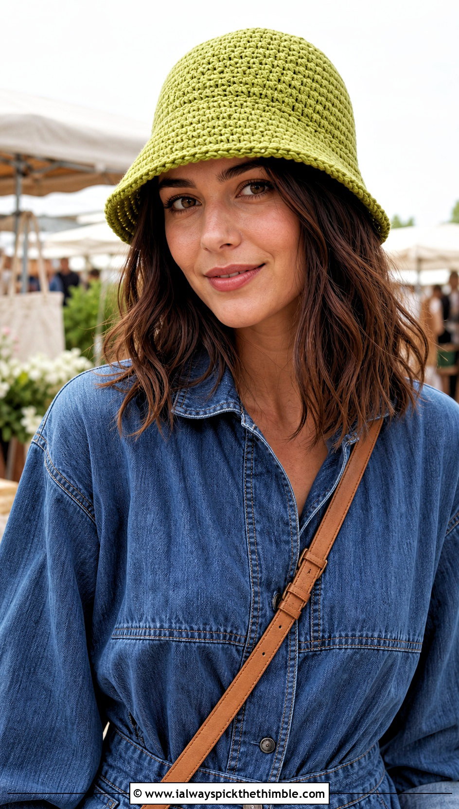 Worsted Weight Crochet Bucket Hat With Denim Jumpsuit - 20 Worsted Weight Yarn Crochet Hat outfit ideas