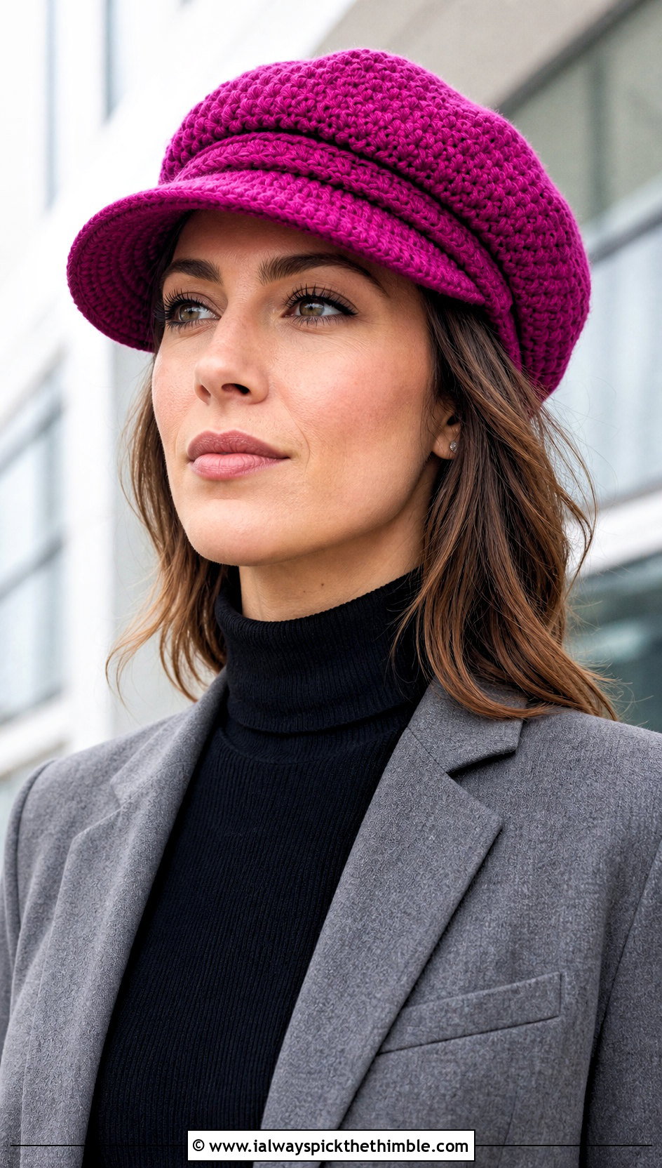 Worsted Weight Crochet Newsboy Cap With Wide Leg Trousers - 20 Worsted Weight Yarn Crochet Hat outfit ideas