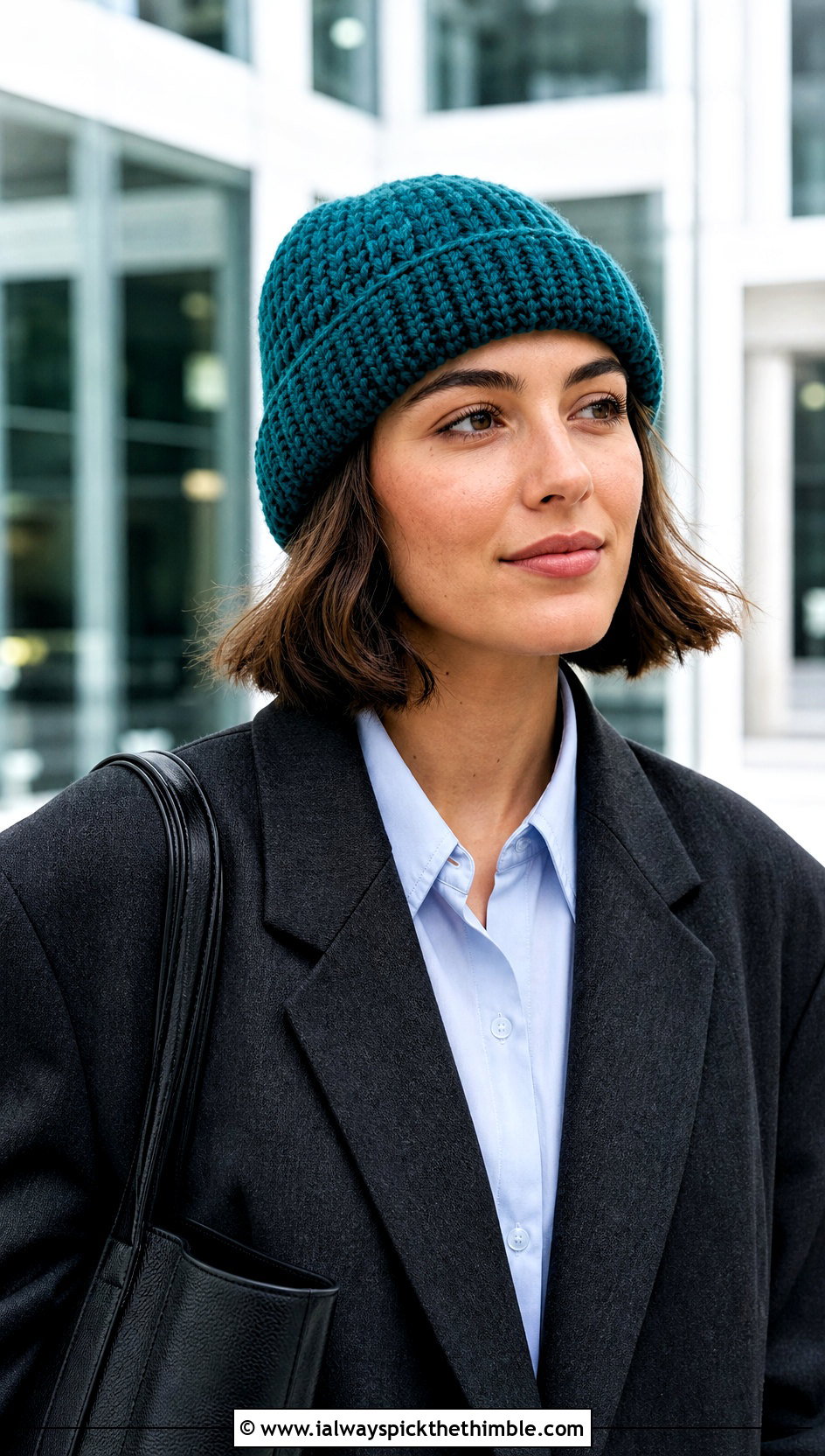 Worsted Weight Fisherman Beanie With Blazer - 20 Worsted Weight Crochet Beanie outfit ideas