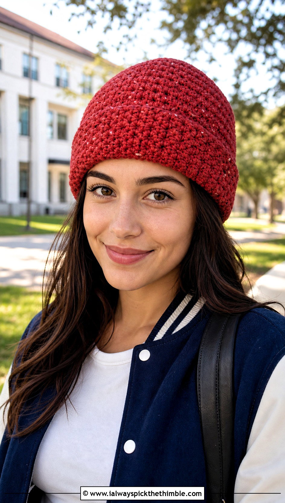 Worsted Weight Moss Stitch Beanie With Varsity Jacket - 20 Worsted Weight Crochet Beanie outfit ideas