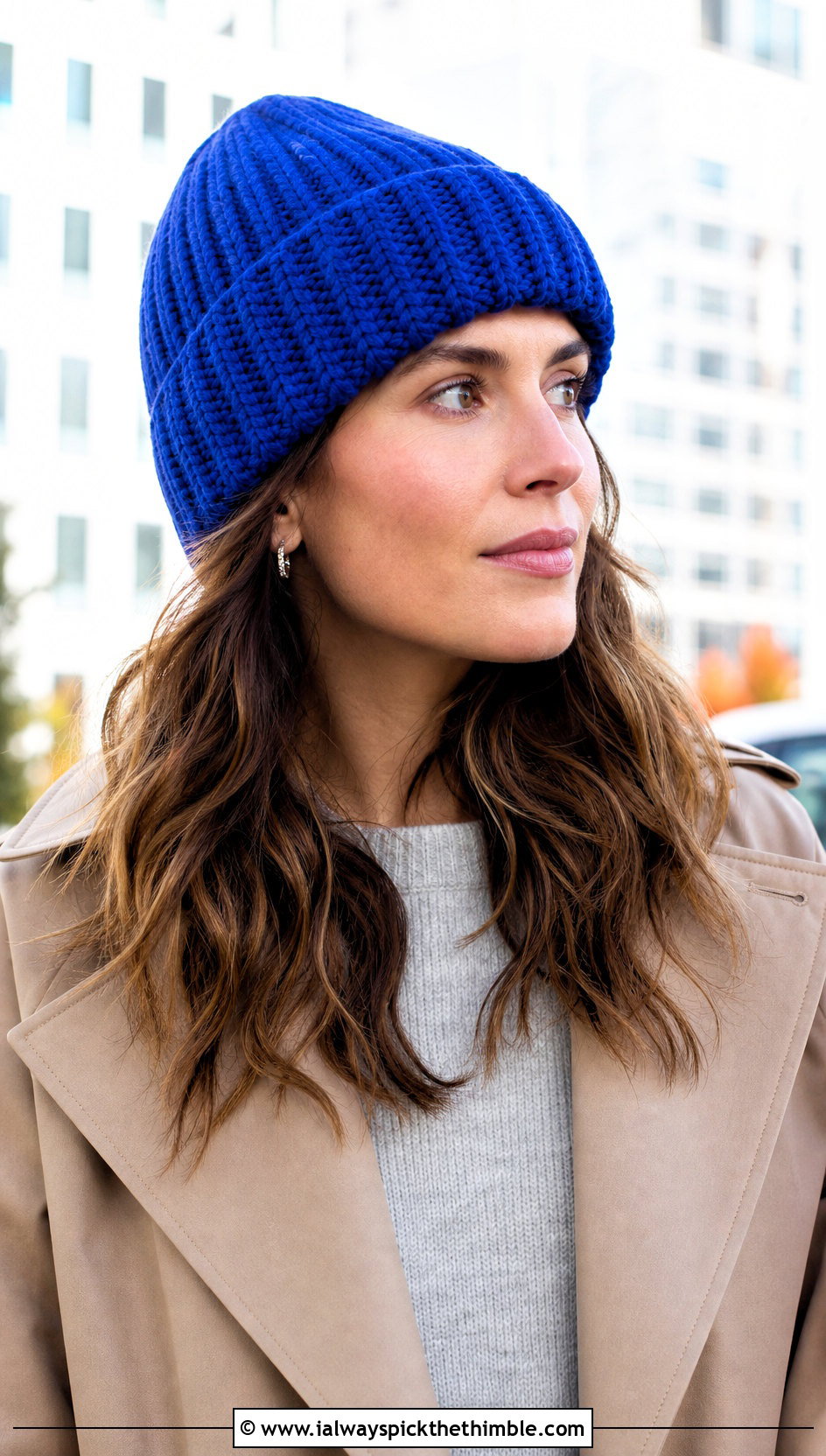Worsted Weight Ribbed Crochet Beanie With Trench Coat - 20 Worsted Weight Yarn Crochet Hat outfit ideas