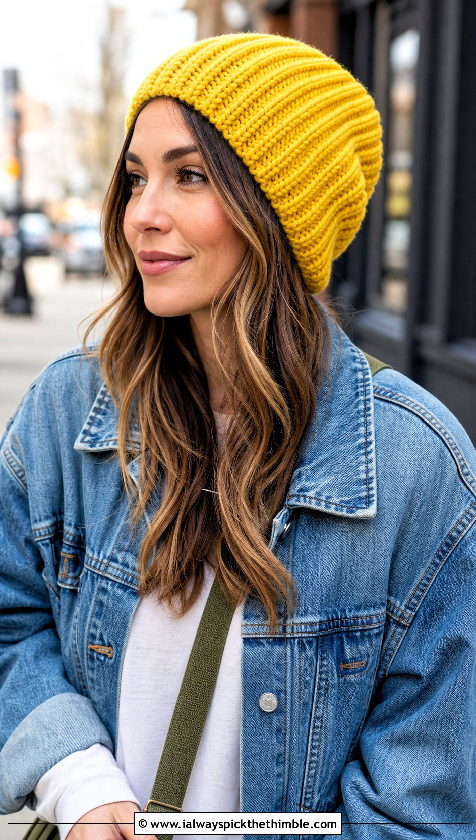 Worsted Weight Slouchy Ribbed Beanie With Denim Jacket - 20 Worsted Weight Crochet Beanie outfit ideas
