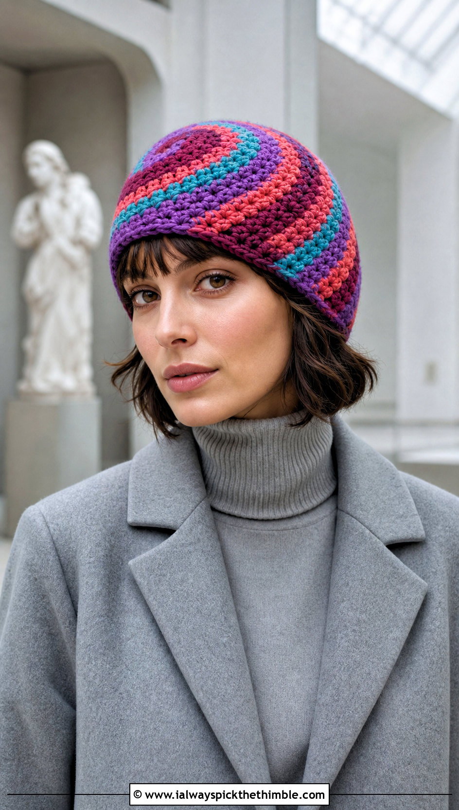 Worsted Weight Spiral Crochet Beanie With Monochrome Outfit - 20 Worsted Weight Yarn Crochet Hat outfit ideas