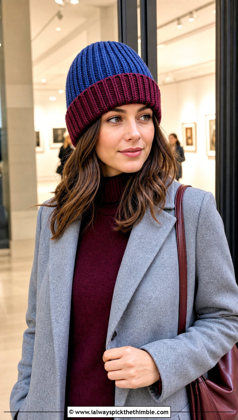 Worsted Weight Two Tone Knit Look Beanie With Monochrome Outfit - 20 Worsted Weight Crochet Beanie outfit ideas