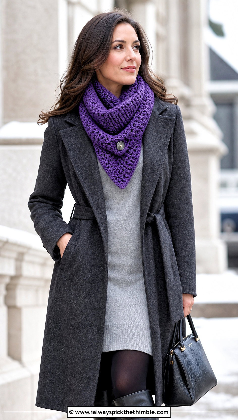 Worsted Weight Winter Wishes Crochet Scarf With Sweater Dress - 15 Winter Wishes Crochet Scarf outfit ideas