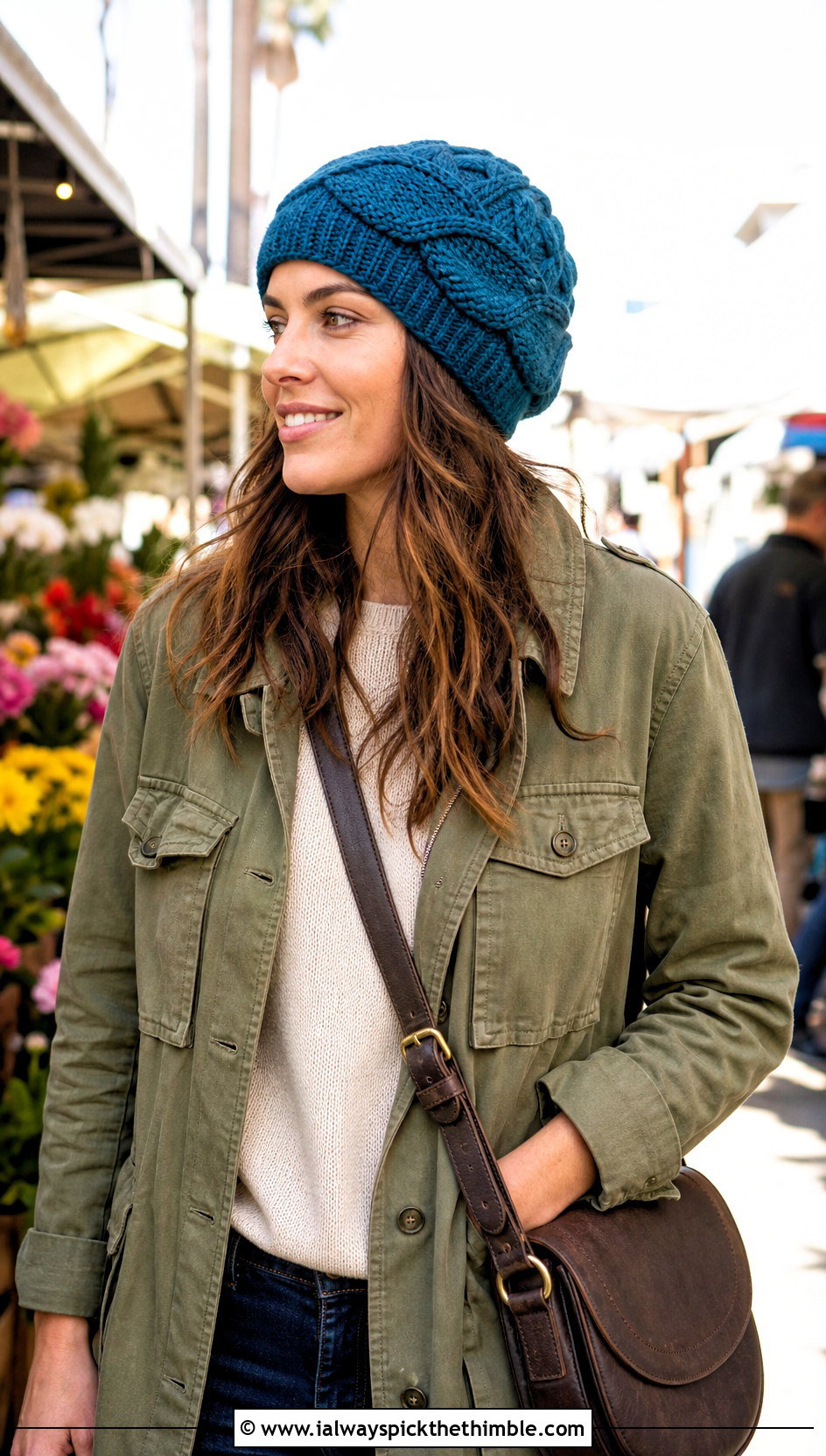 Woven Cable Stitch Beanie With Utility Jacket - 20 Crochet Cable Stitch Beanie outfit ideas