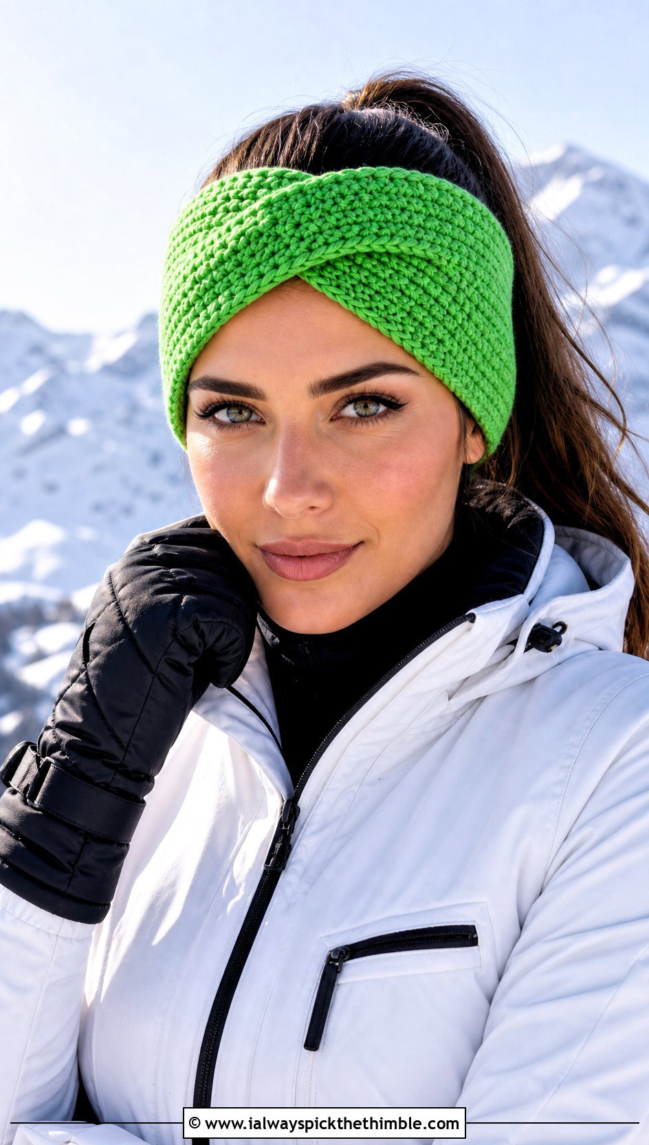 X Twist Ribbed Crochet Headband With Ski Jacket - 15 Cozy Ribbed Crochet Headband outfit ideas