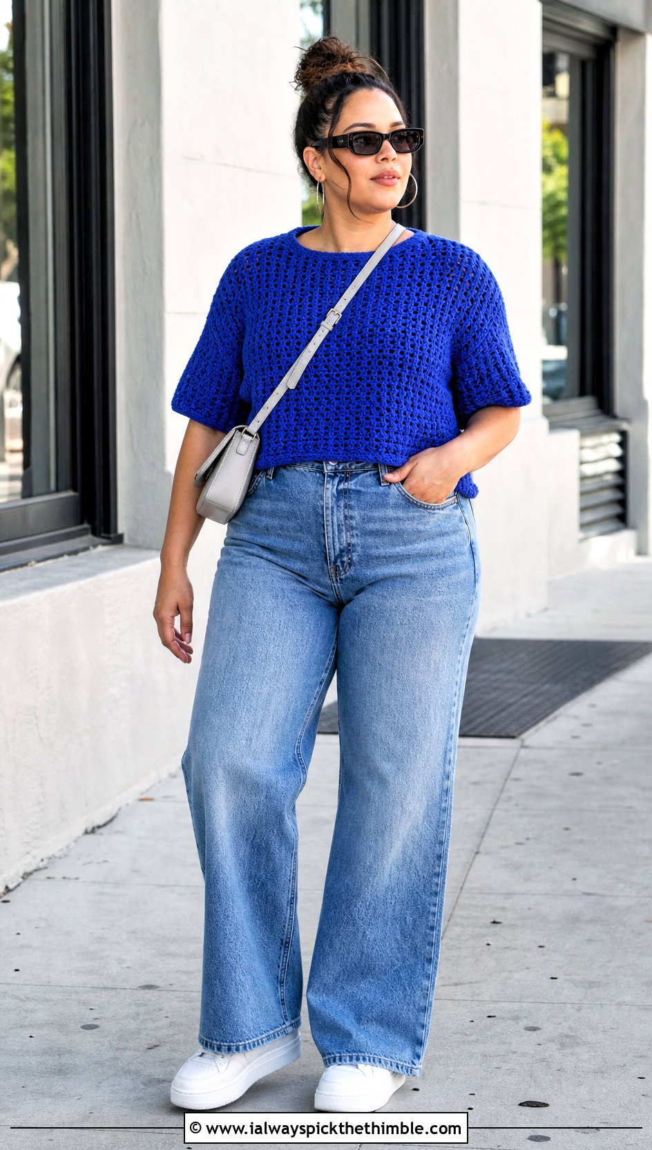 XL Boxy Crochet Tee With Wide Leg Jeans - 20 Xl Crochet Top outfit ideas