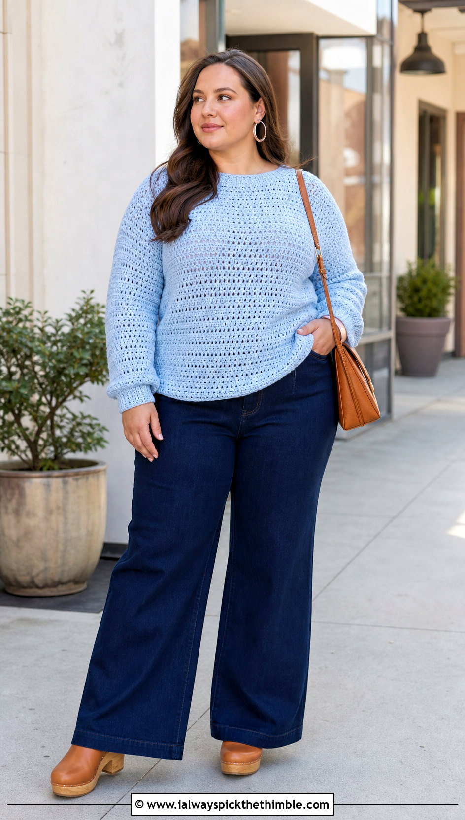 XL Raglan Crochet Sweater With Wide Leg Jeans - 20 Xl Crochet Sweater outfit ideas