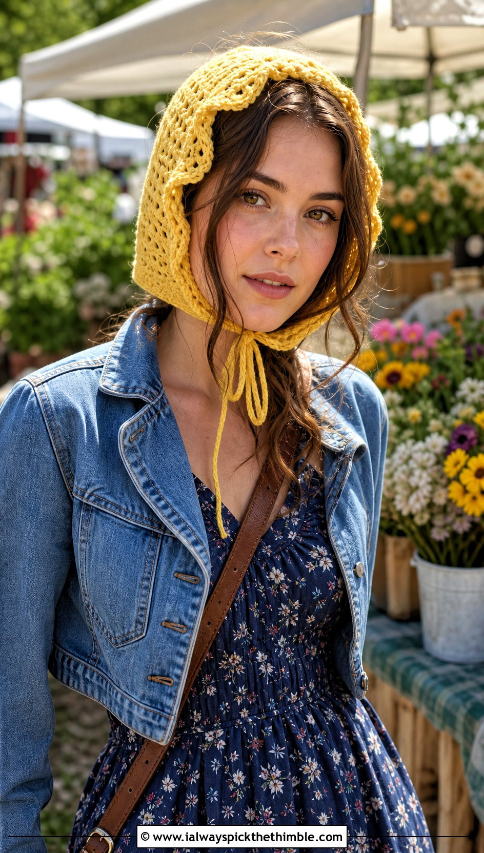 Yellow Crochet Bonnet With Prairie Dress And Boots - 25 yellow crochet hat outfit ideas