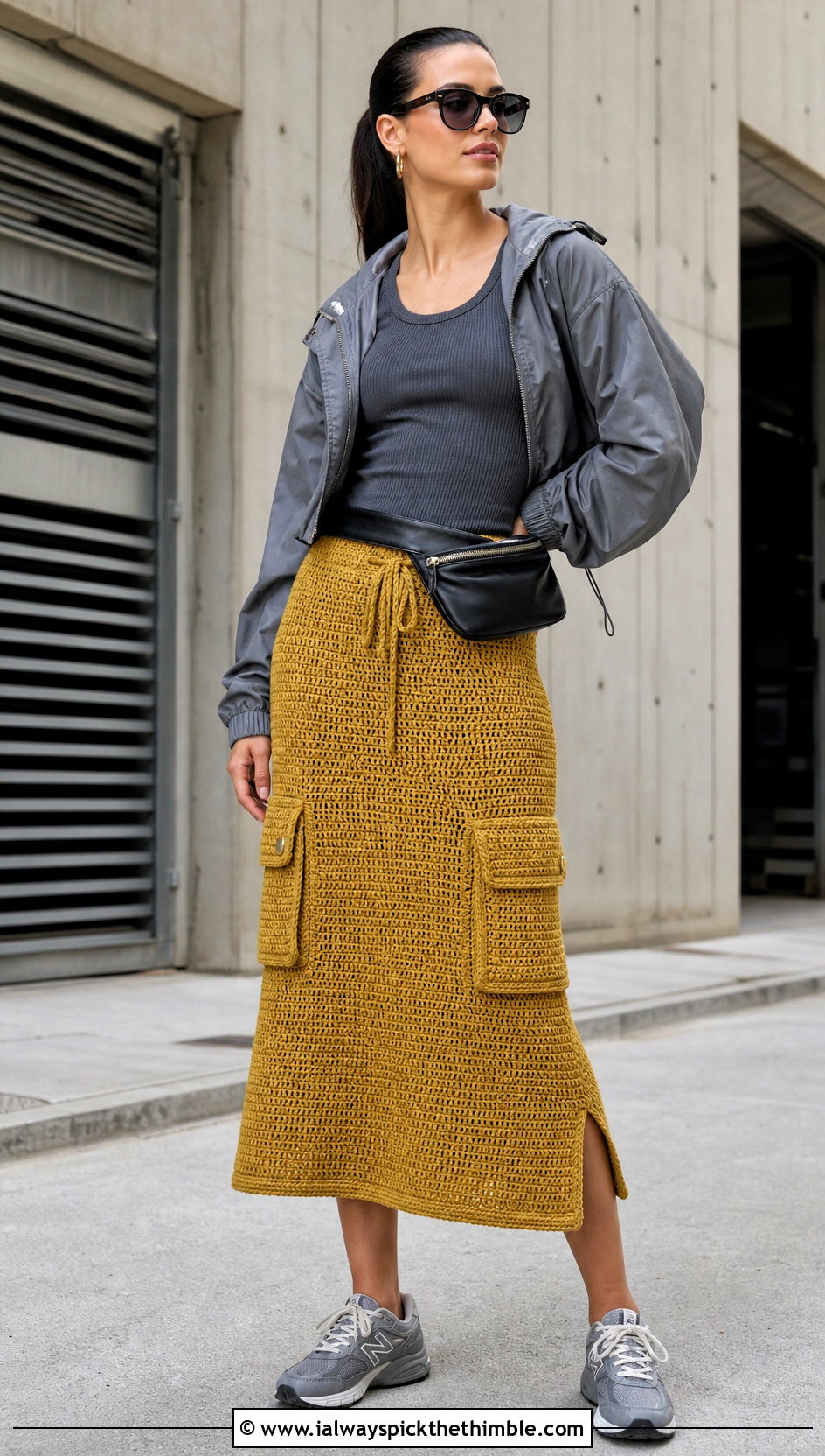 Yellow Crochet Cargo Skirt With Ribbed Tank - 25 yellow crochet skirt outfit ideas