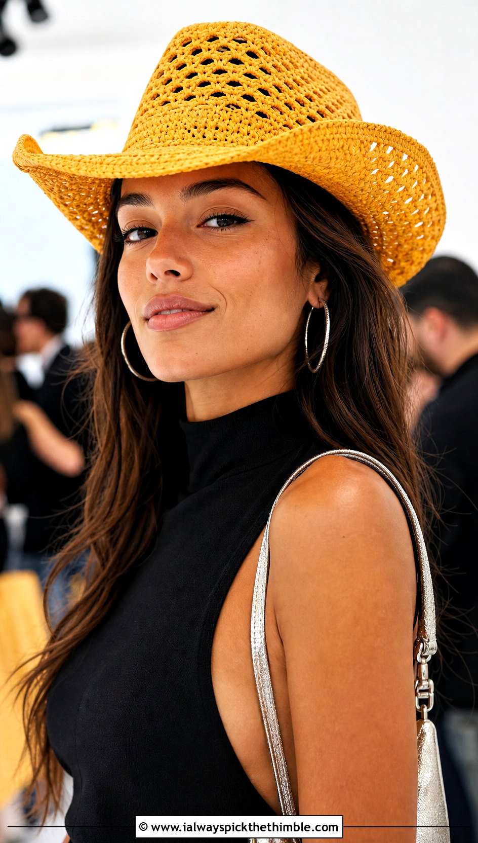 Yellow Crochet Cowboy Hat With Black Maxi Skirt - 25 yellow crochet hat outfit ideas