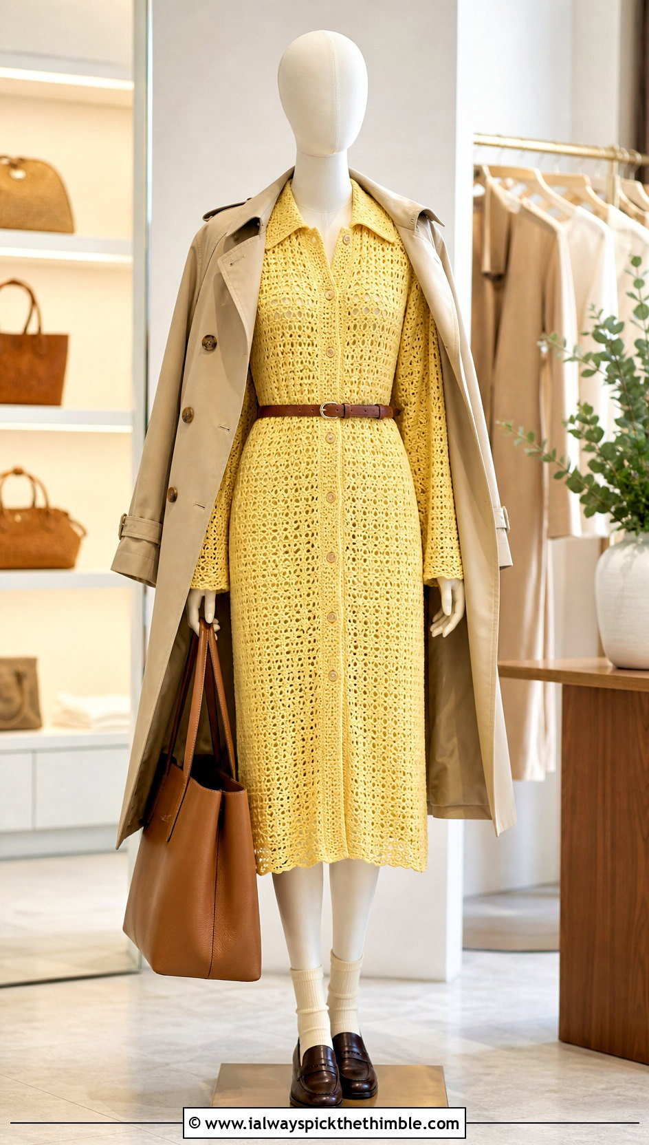 Yellow Crochet Shirt Dress With Loafers - 15 yellow crochet dress on mannequin outfit ideas