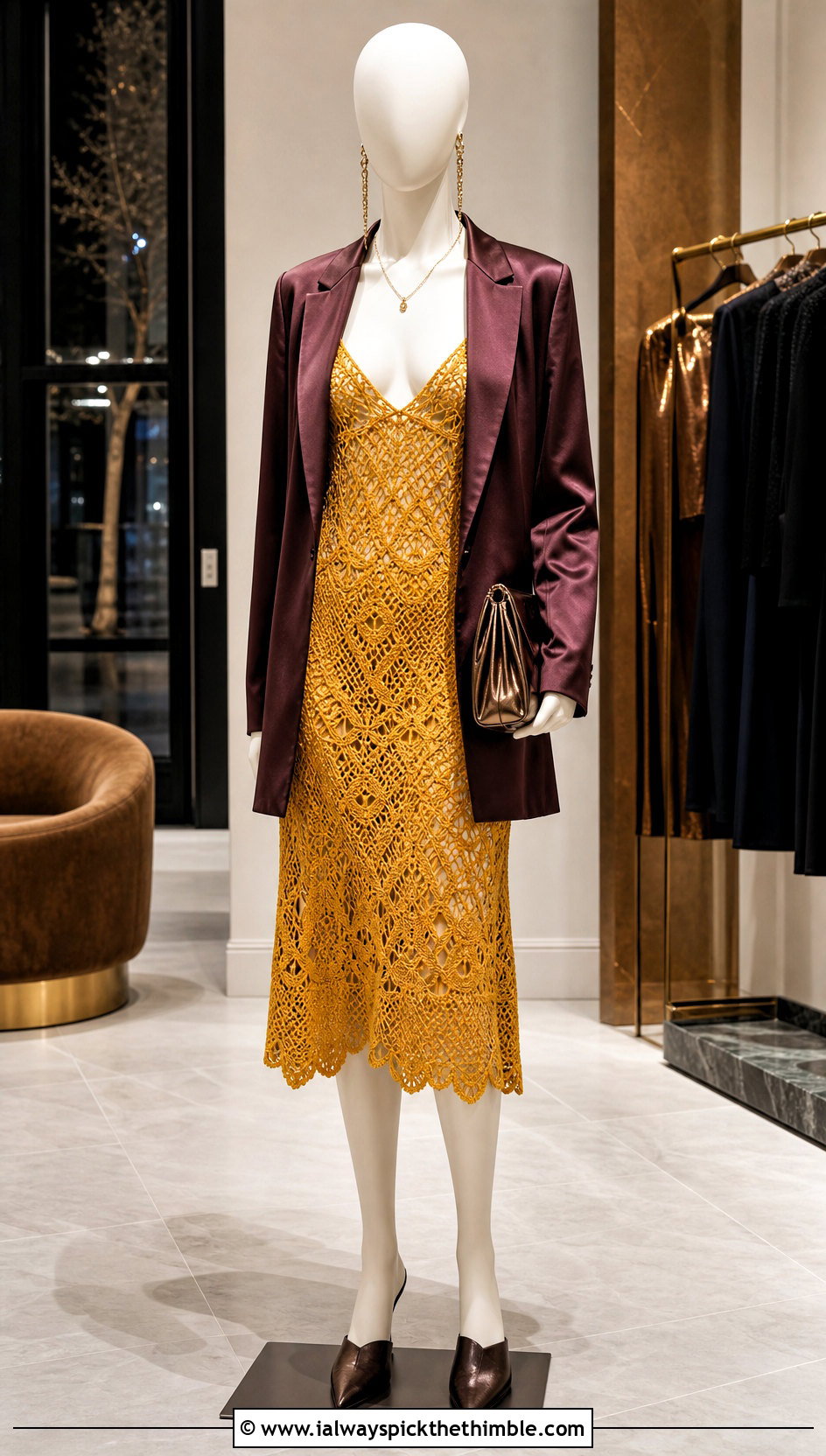 Yellow Crochet Slip Dress With Satin Blazer - 15 yellow crochet dress on mannequin outfit ideas