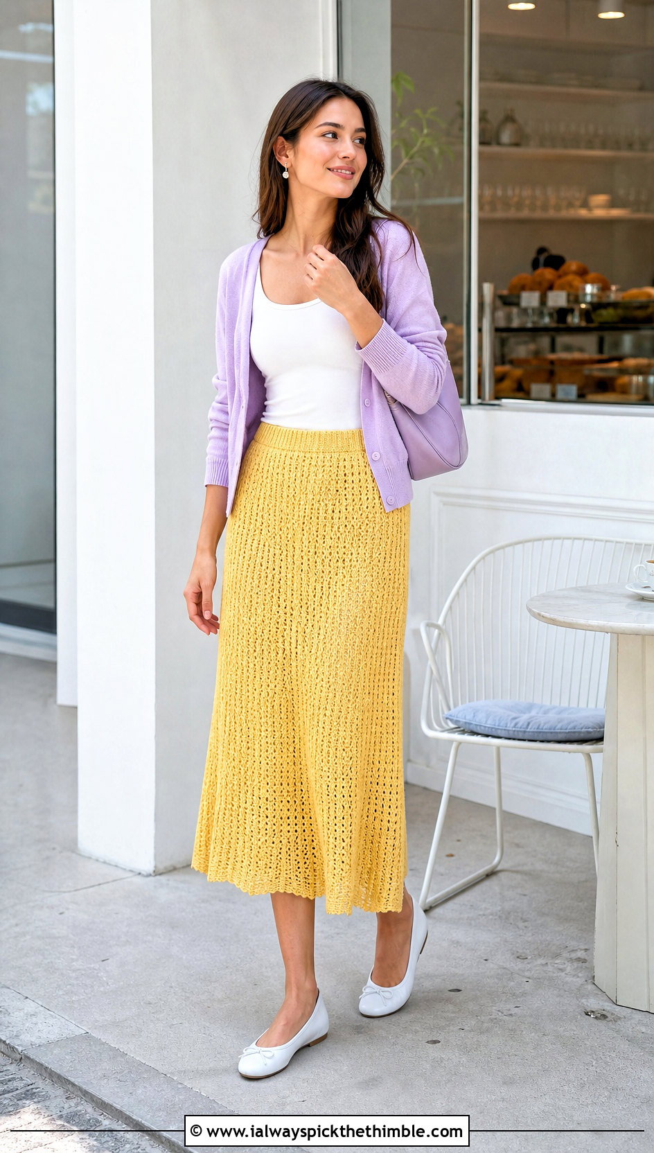 Yellow Crochet Slip Skirt With Soft Cardigan - 25 yellow crochet skirt outfit ideas