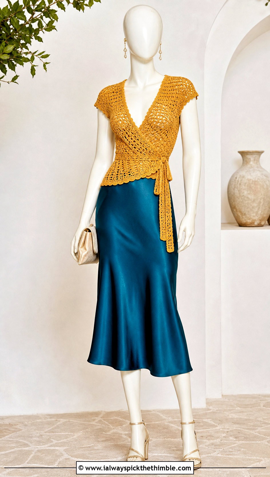 Yellow Crochet Wrap Top With Bias Cut Skirt - 15 yellow crochet top on mannequin outfit ideas