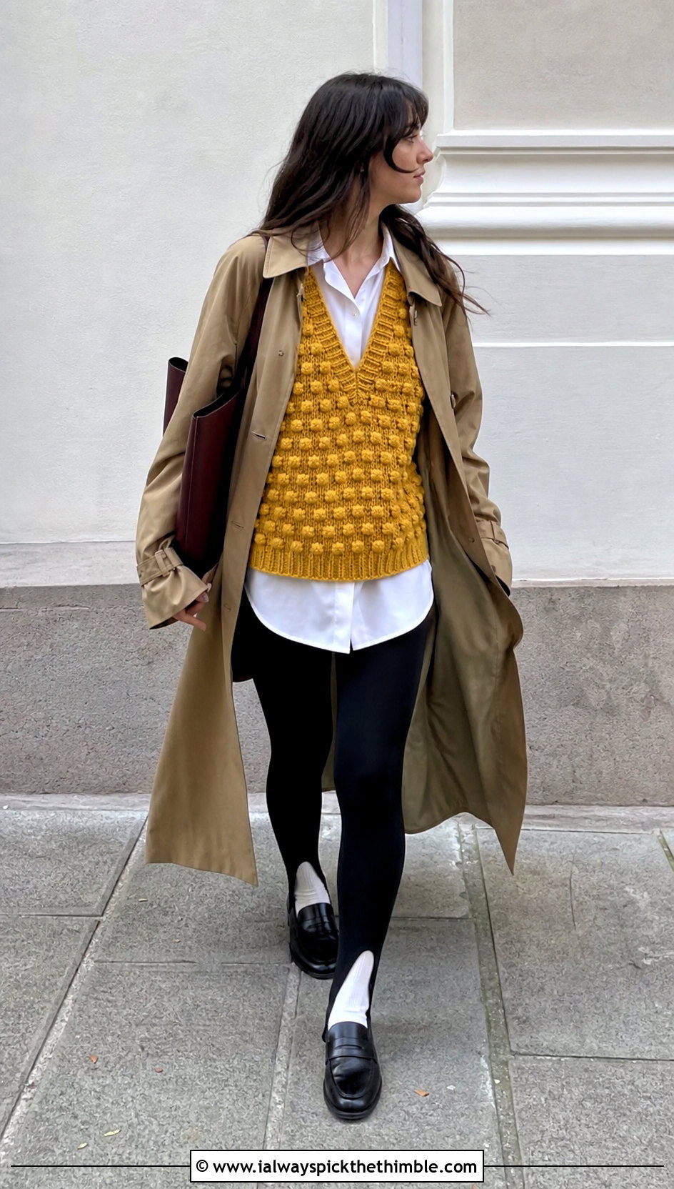 Yellow Oversized Textured Crocheted Sweater Vest With Leggings - 15 Yellow Crocheted Sweater Vest outfit ideas