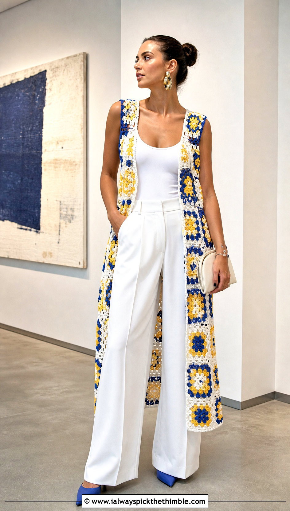 Zara Granny Square Dress With Tailored Trousers And Mules - 15 Zara Granny Square Dress outfit ideas
