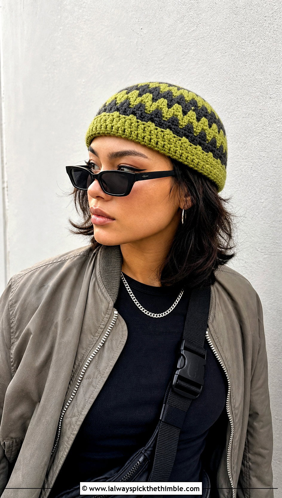 Zig Zag Crochet Fisherman Beanie With Cargo Pants - 15 Zig Zag Crochet Hat outfit ideas
