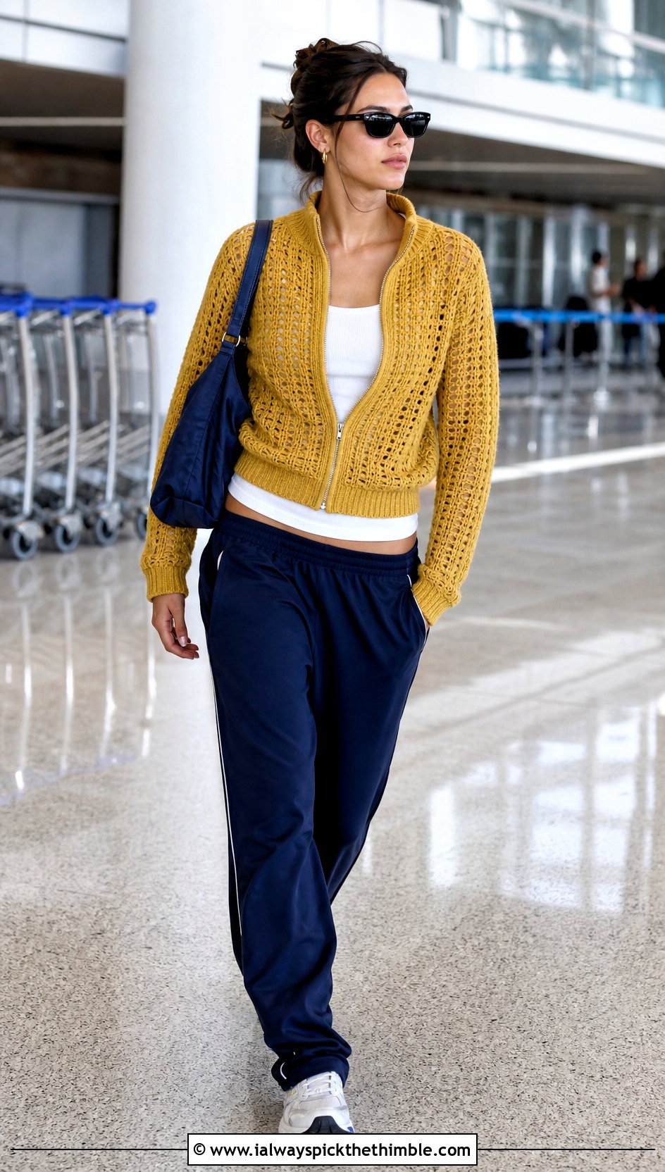 Zip Up Crochet Grunge Sweater With Track Pants - 20 crochet grunge sweater outfit ideas